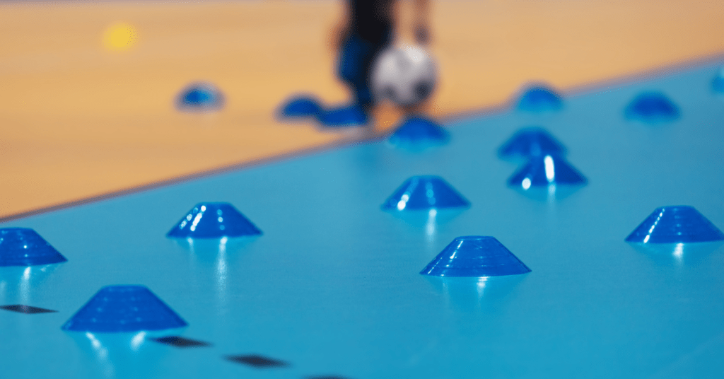 Cones on sports floor