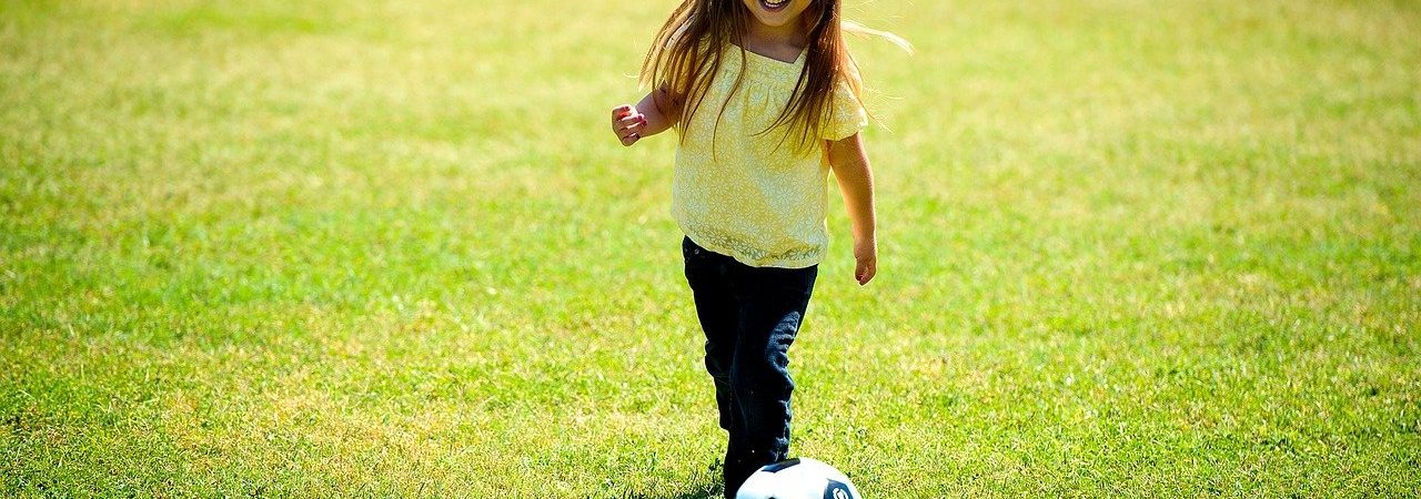 girl, playing, soccer