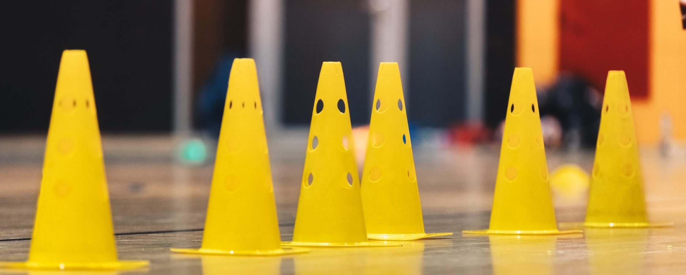 Marker cones on basketball court